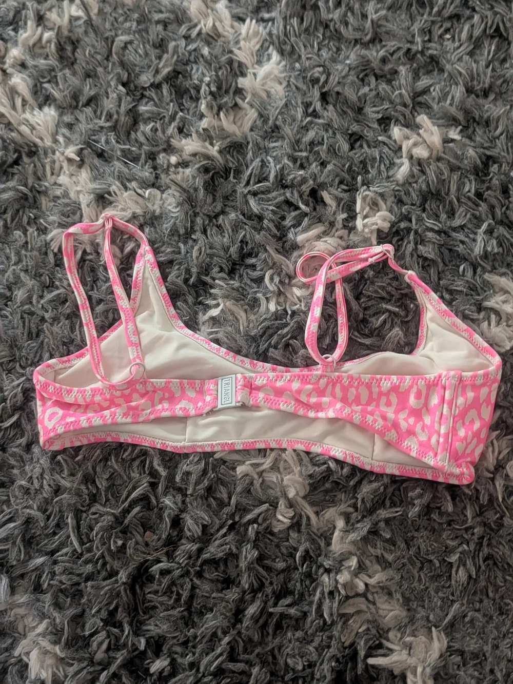 triangl swimwear Pink and White Leopard Print Bikini Top